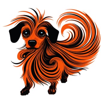Funny cartoon dog in decorative vector pop art style. Template for poster, t-shirt print, sticker, design element, etc.