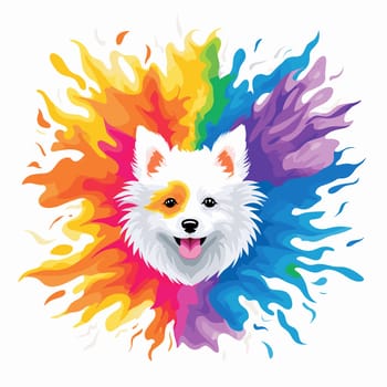Funny cartoon dog in decorative vector pop art style. Template for poster, t-shirt print, sticker, design element, etc.