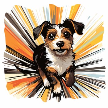 Funny cartoon dog in decorative vector pop art style. Template for poster, t-shirt print, sticker, design element, etc.