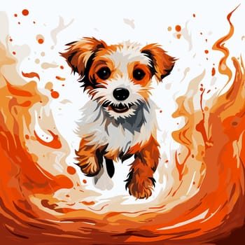 Funny cartoon dog in decorative vector pop art style. Template for poster, t-shirt print, sticker, design element, etc.