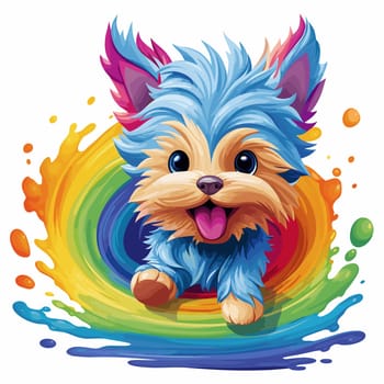 Funny cartoon dog in decorative vector pop art style. Template for poster, t-shirt print, sticker, design element, etc.