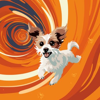 Funny cartoon dog in decorative vector pop art style. Template for poster, t-shirt print, sticker, design element, etc.