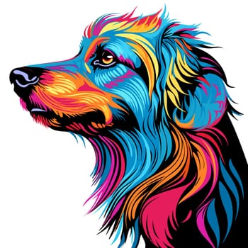 Funny cartoon dog in decorative vector pop art style. Template for poster, t-shirt print, sticker, design element, etc.