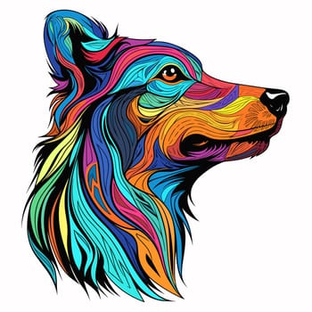 Funny cartoon dog in decorative vector pop art style. Template for poster, t-shirt print, sticker, design element, etc.