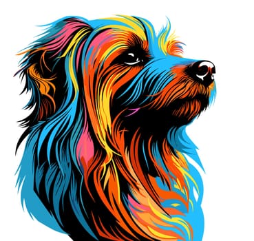 Funny cartoon dog in decorative vector pop art style. Template for poster, t-shirt print, sticker, design element, etc.