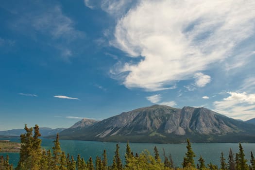 British Columbia white pass panorama in cloudy sky background