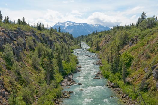 British Columbia white pass panorama in cloudy sky background