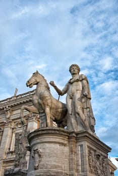 Rome campidoglio place on cloudy sky background