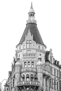 stockholm building in black and white