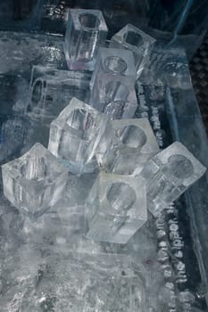 ice blocks glasses close up detail