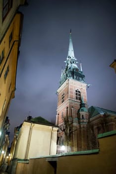 stockholm night view old town gamla stan