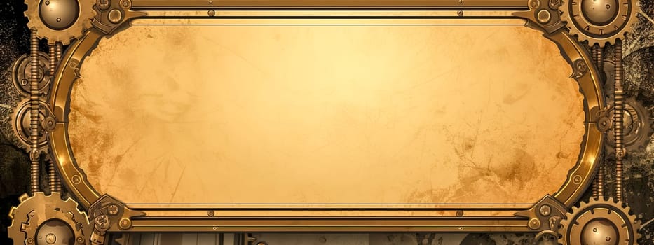 striking dieselpunk banner with a large, central, aged paper-like area ready for text or illustrations