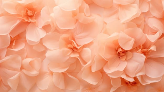 The flowers petals are a soft peach color, close up macro nature background. AI