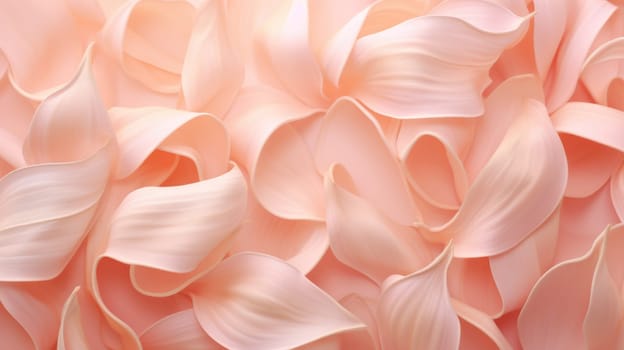 The flowers petals are a soft peach color, close up macro nature background. AI