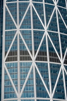 American building windows detail in the sunny day