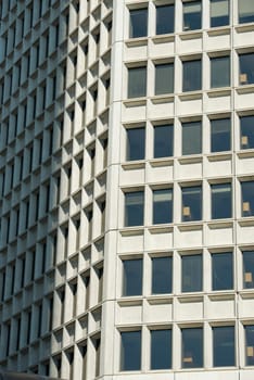 American building windows detail in the sunny day