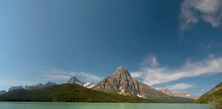 Yoho park glacier view on cloudy sky background