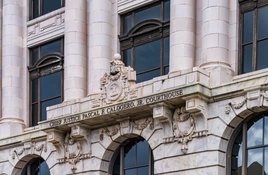 Facade of the Chief Justice Pascal F Calogero Jr Courthouse in New Orleans Louisiana housing Supreme Court