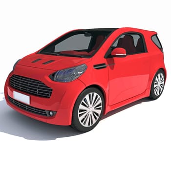 Car 3D rendering model on white background