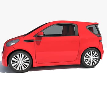 Car 3D rendering model on white background