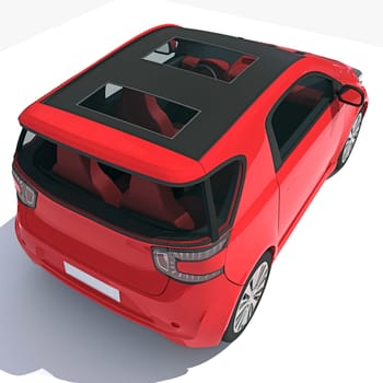 Car 3D rendering model on white background