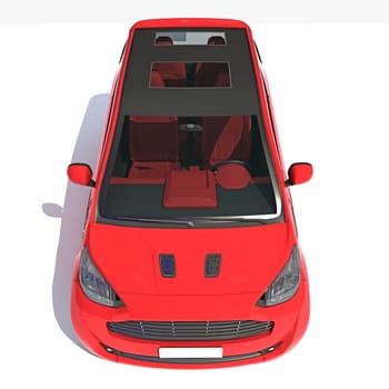 Car 3D rendering model on white background