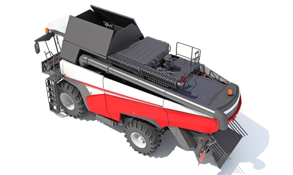 Combine Harvester 3D rendering model on white background