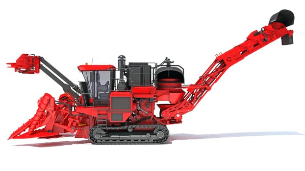 Sugar Cane Harvester 3D rendering model on white background