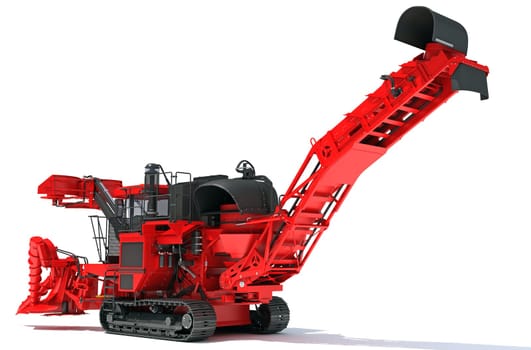 Sugar Cane Harvester 3D rendering model on white background
