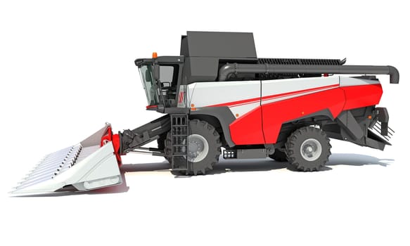 Combine Harvester 3D rendering model on white background