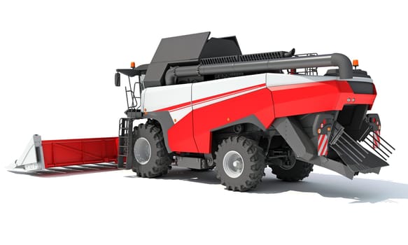 Combine Harvester 3D rendering model on white background