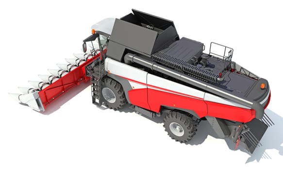 Combine Harvester 3D rendering model on white background