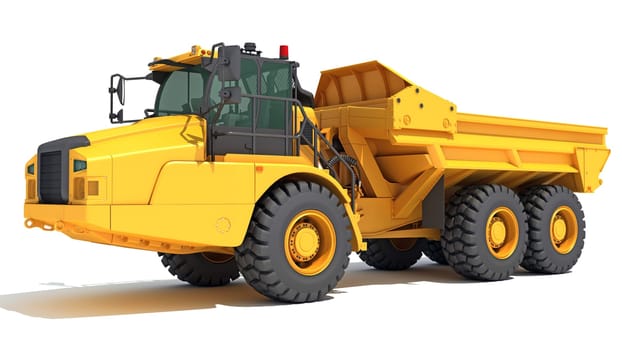 Articulated Mining Truck 3D rendering model on white background