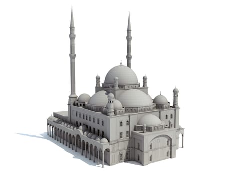 Mosque Religious Building 3D rendering model on white background