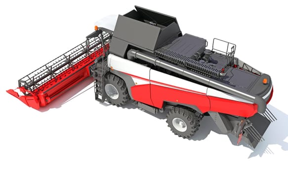 Combine Harvester 3D rendering model on white background