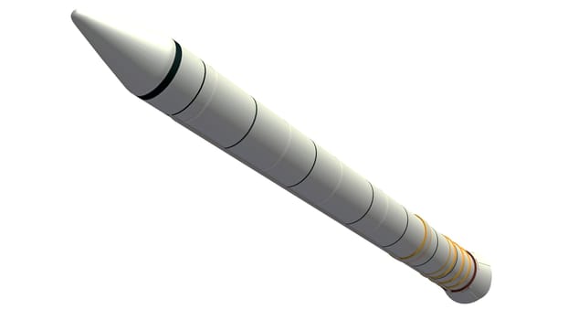 Solid Rocket Booster 3D rendering model on white background