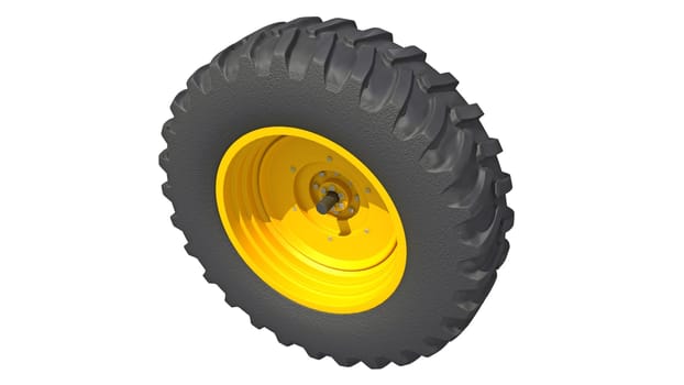 Off Road Tire 3D rendering model on white background