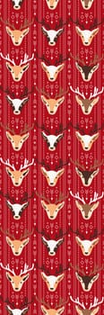 Christmas bookmark with reindeers pattern