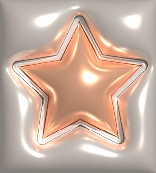 Beige star on a gray background, 3D rendering illustration