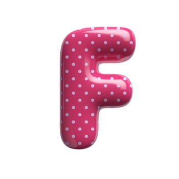 Polka dot letter F - Capital 3d pink retro font isolated on white background. This alphabet is perfect for creative illustrations related but not limited to Fashion, retro design, decoration...