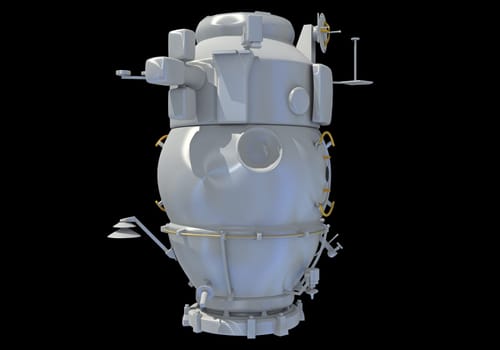 Service Module of ISS International Space Station 3D rendering model on black background