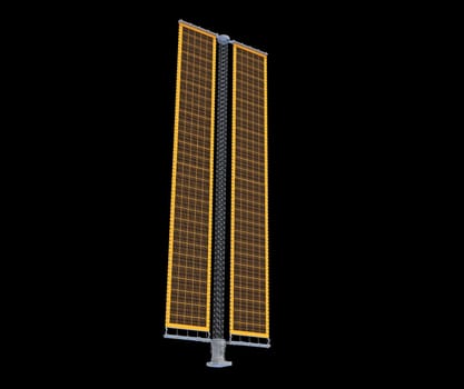 Solar Array Panel 3D rendering model on black background