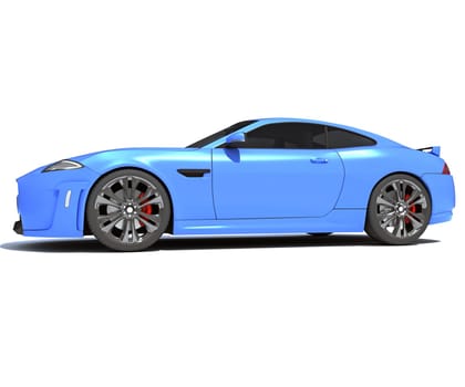 Sport Car 3D rendering model on white background
