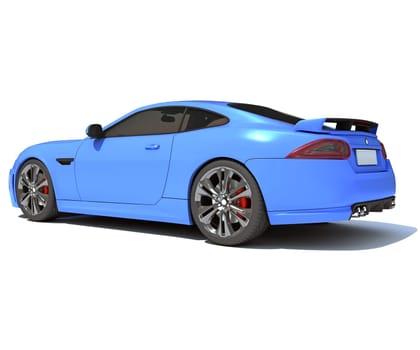 Sport Car 3D rendering model on white background