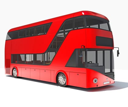 Double Decker City Bus 3D rendering model on white background