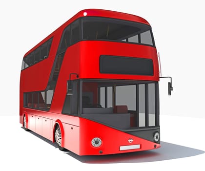 Double Decker City Bus 3D rendering model on white background