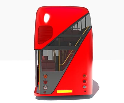 Double Decker City Bus 3D rendering model on white background