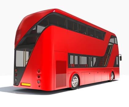 Double Decker City Bus 3D rendering model on white background