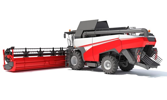 Combine Harvester farm equipment 3D rendering model on white background