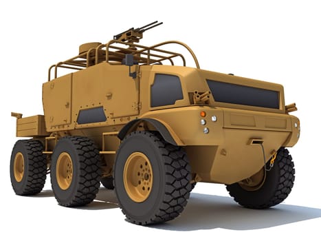 Military Vehicle 3D rendering model on white background